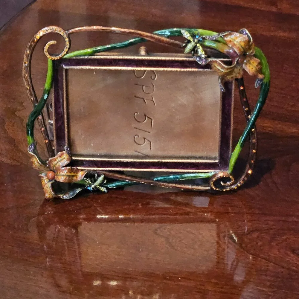RARE JAY STRONGWATER TIGER LILY BEE SUMMER FLOWER FLORAL ENAMEL CRYSTAL FRAME